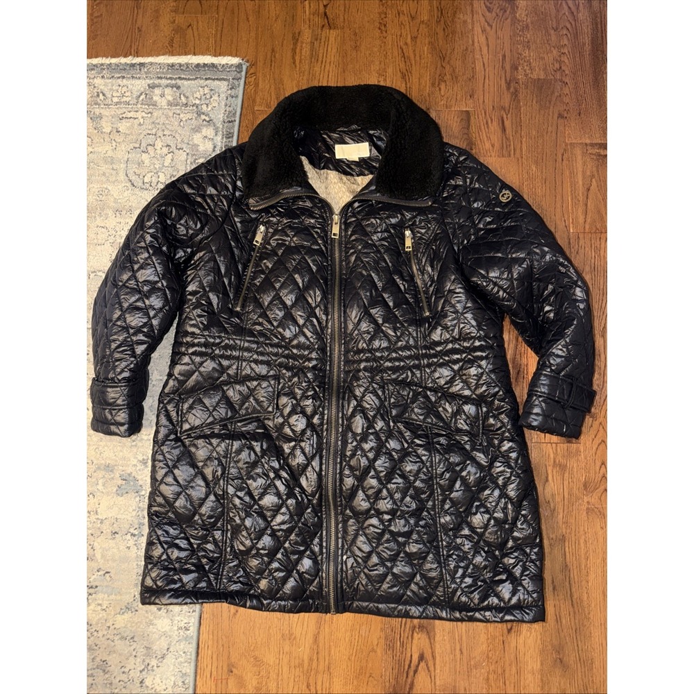 Pre-Owned Michael Kors Puffer Jacket Women Large Black 2X